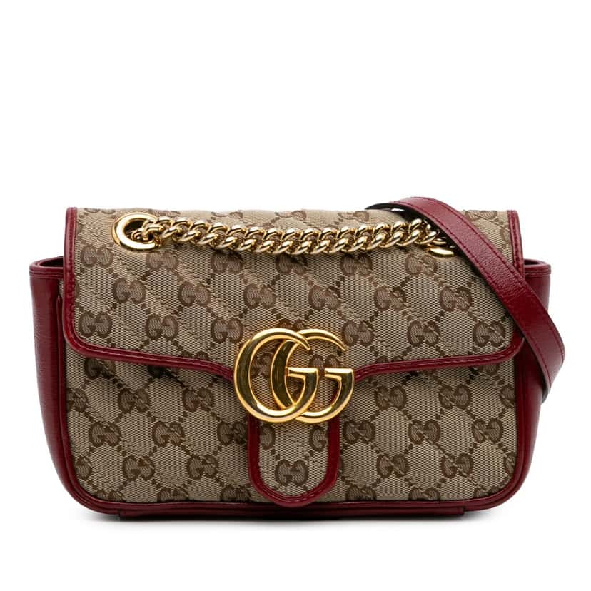 Gucci Mini GG Marmont Matelasse Canvas Flap Crossbody Brown Canvas Good condition - Front View