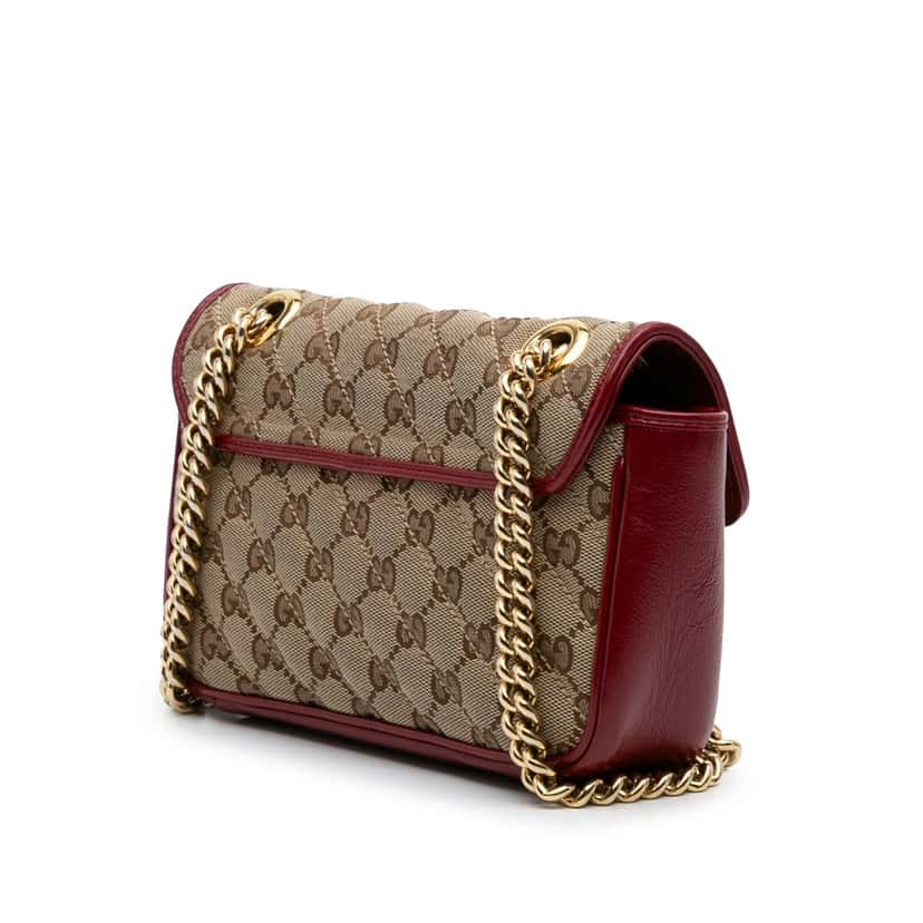 Gucci Mini GG Marmont Matelasse Canvas Flap Crossbody Brown Canvas Good condition - Back View