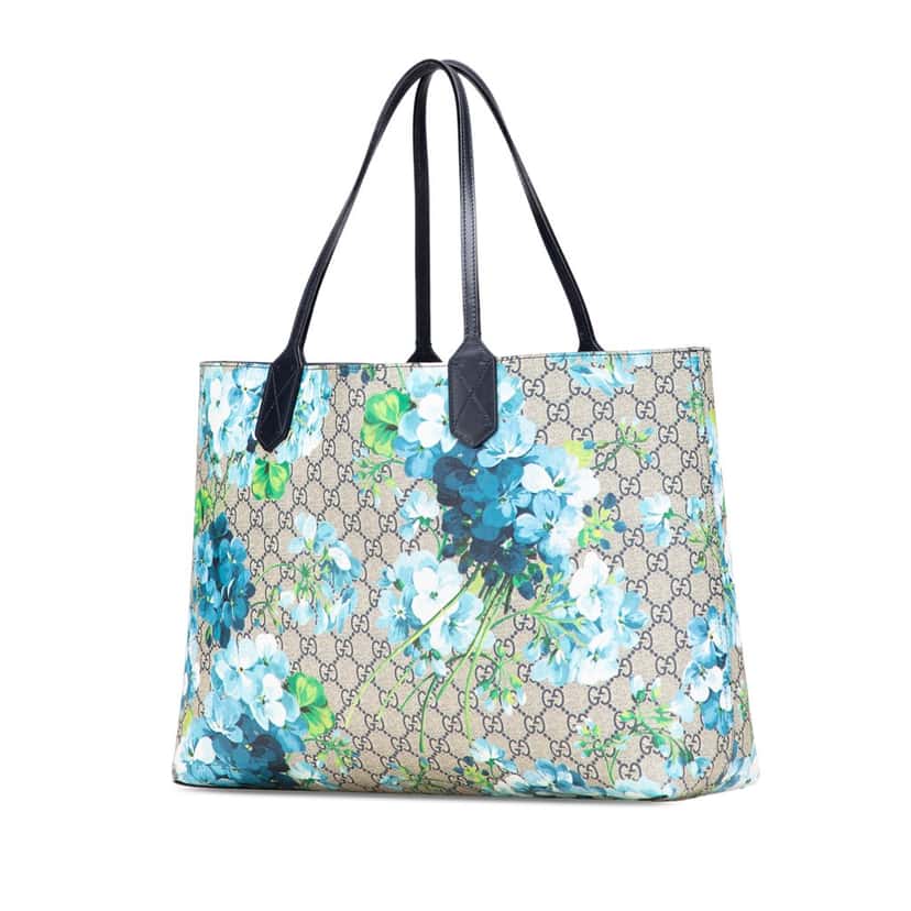 Gucci Medium GG Supreme Blooms Reversible Tote Brown Canvas Good condition - Back View