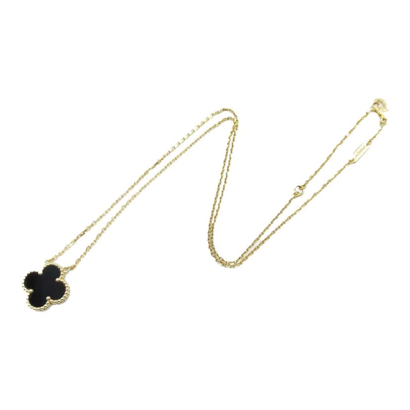 Van Cleef & Arpels 18K Yellow Gold and Onyx Vintage Alhambra Pendant Necklace Gold Gold Good condition - Inside View