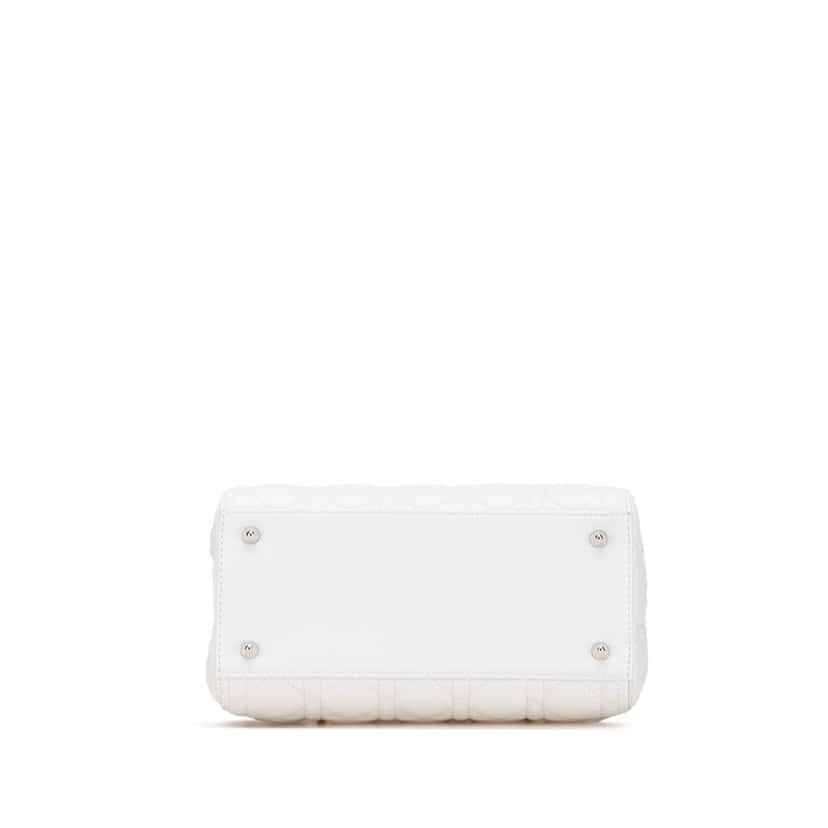 Dior Medium Lambskin Cannage Lady Dior White Leather Good condition - Inside View