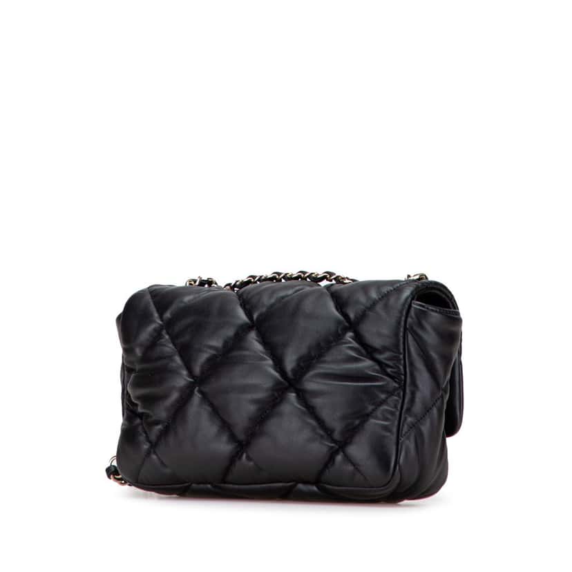 Chanel Medium Quilted Calfskin Bubbly Flap Black Leather Good condition - Back View