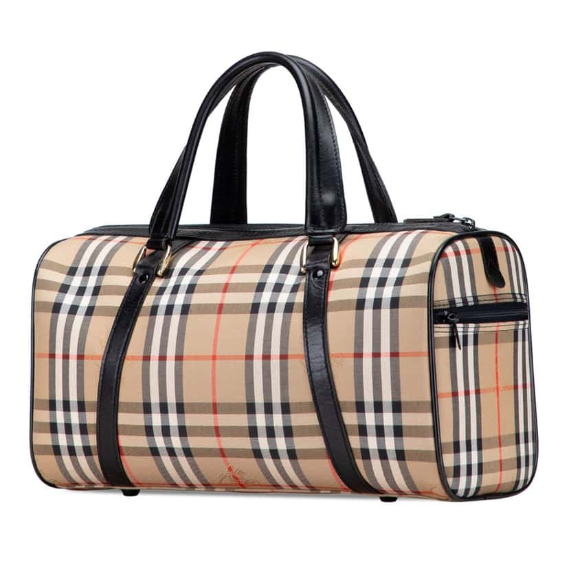 Burberry Haymarket Check Canvas Boston Bag Brown Canvas Good condition - Back View