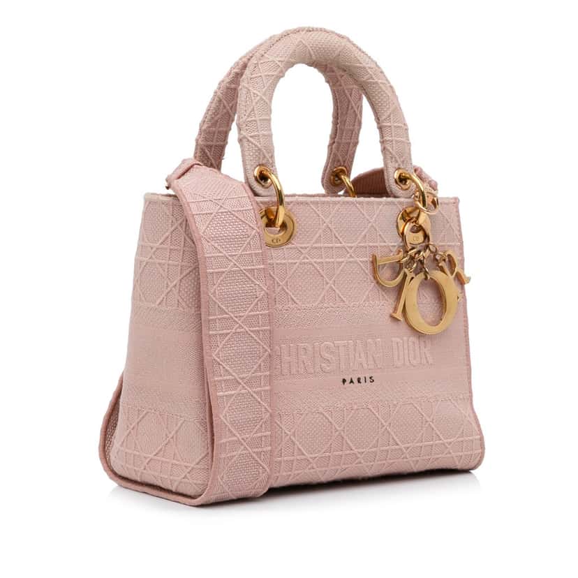 Dior Medium Cannage Lady D-Lite Pink Canvas Good condition - Back View