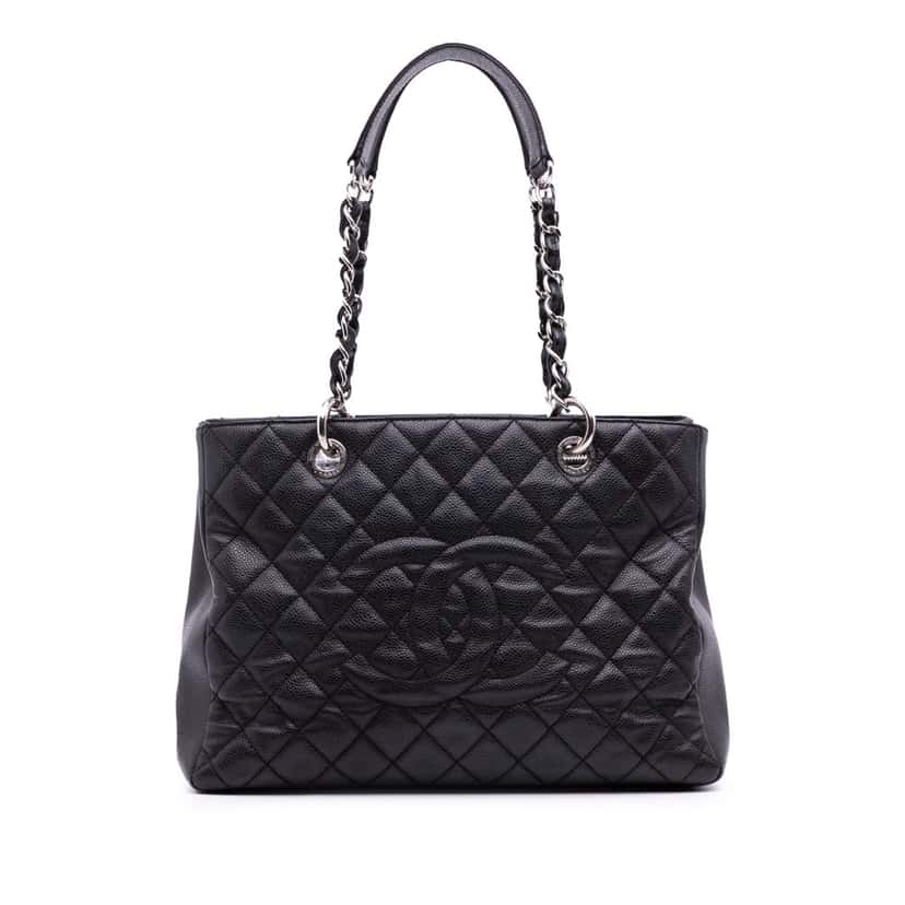 Chanel Caviar Grand Shopping Tote Black Leather Good condition - Front View
