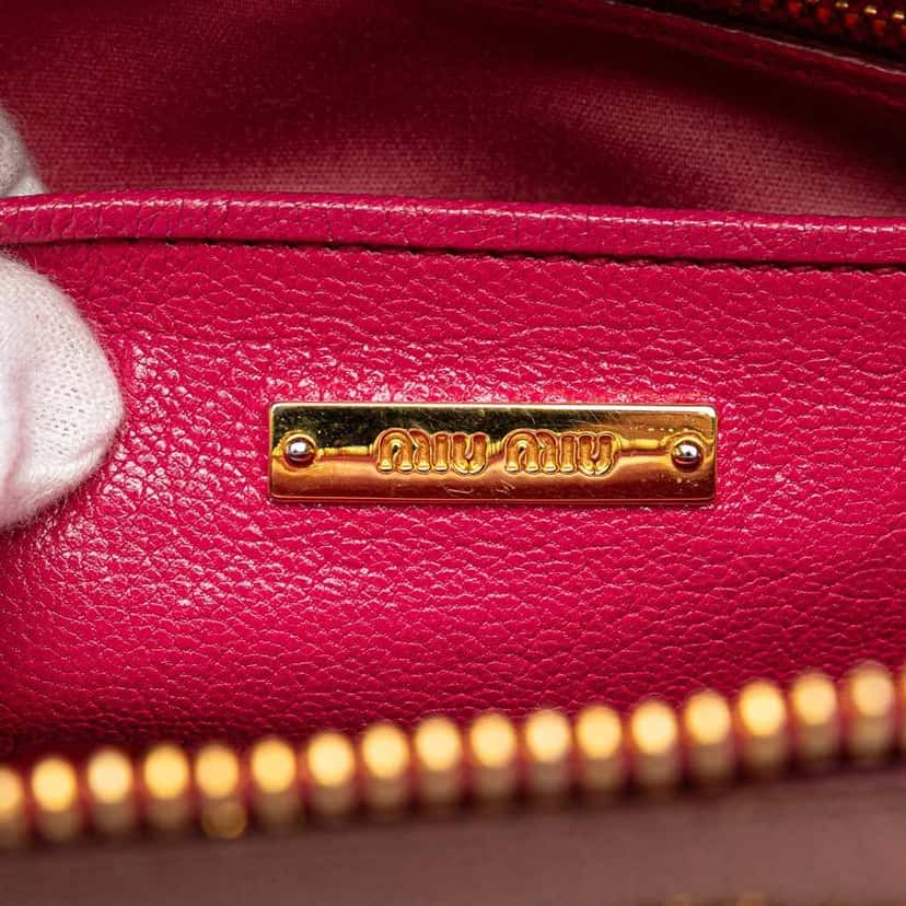 Miu Miu Bicolor Goatskin Madras Bowler Bag Pink Leather Good condition - Box View