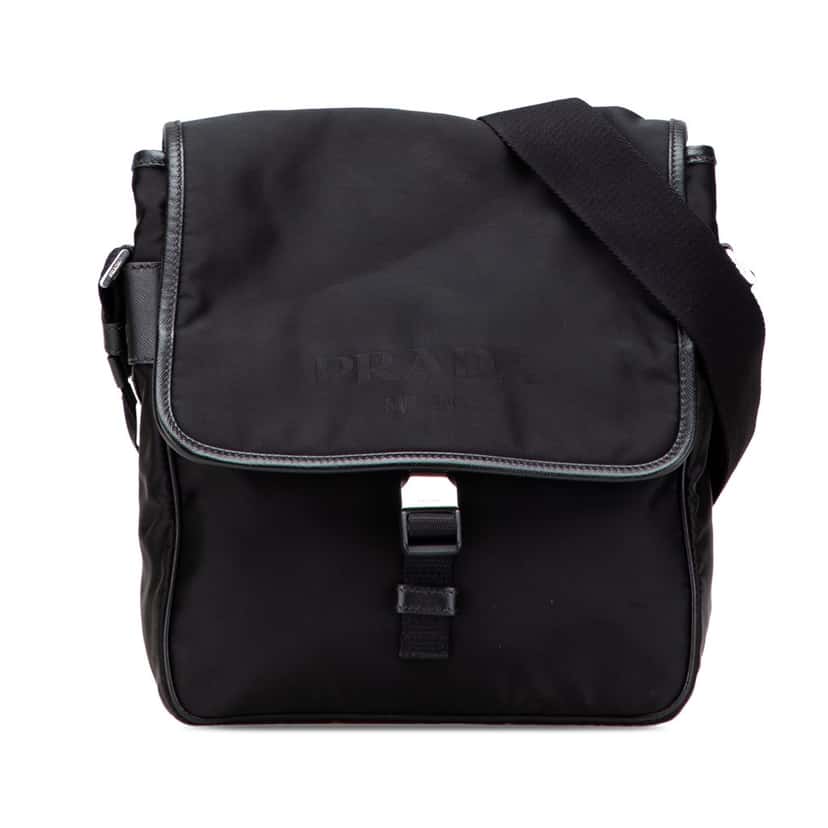 Prada Tessuto Buckle Messenger Bag Black Very good condition - Front View