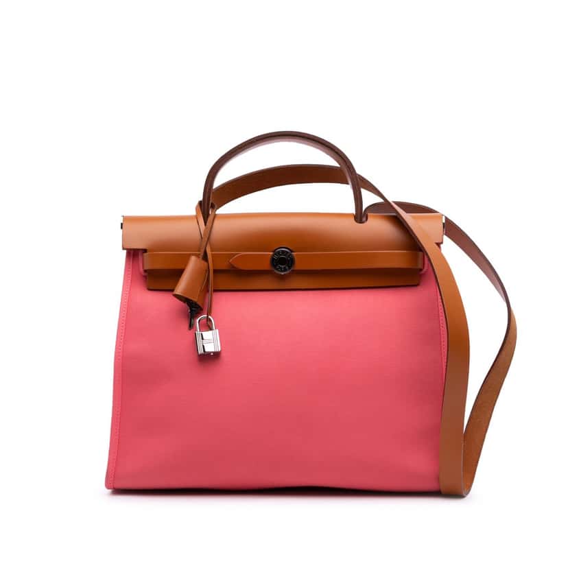 Hermès Toile Herbag Zip 31 Pink Canvas Good condition - Front View