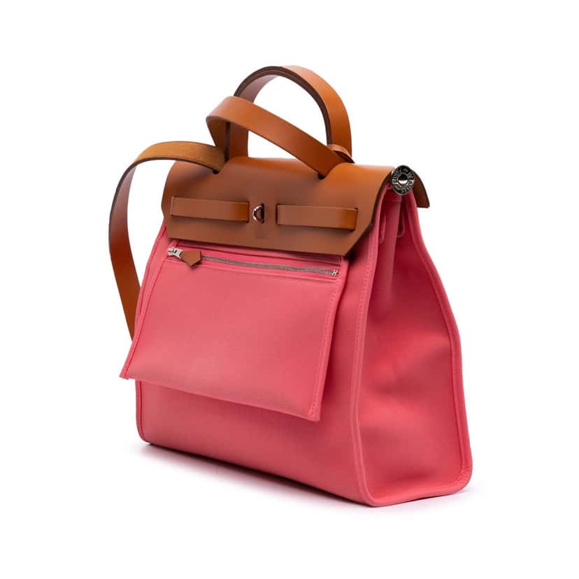 Hermès Toile Herbag Zip 31 Pink Canvas Good condition - Back View