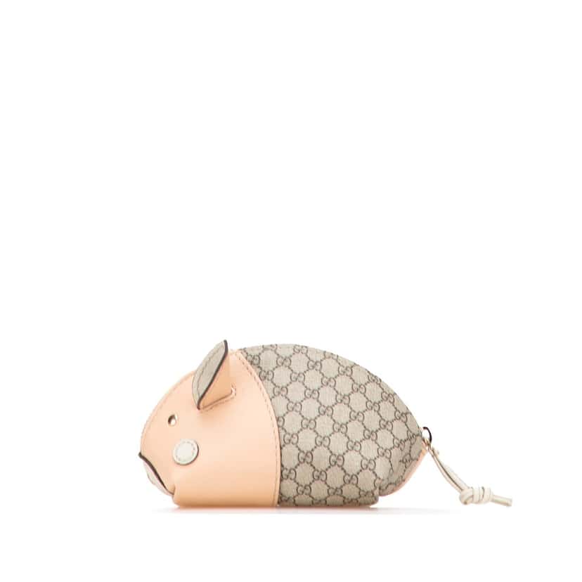 Gucci GG Supreme Pig Pouch Brown Canvas Good condition - Front View