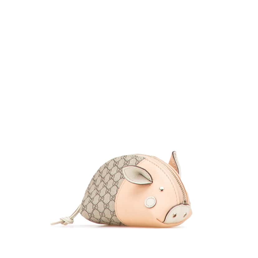 Gucci GG Supreme Pig Pouch Brown Canvas Good condition - Back View