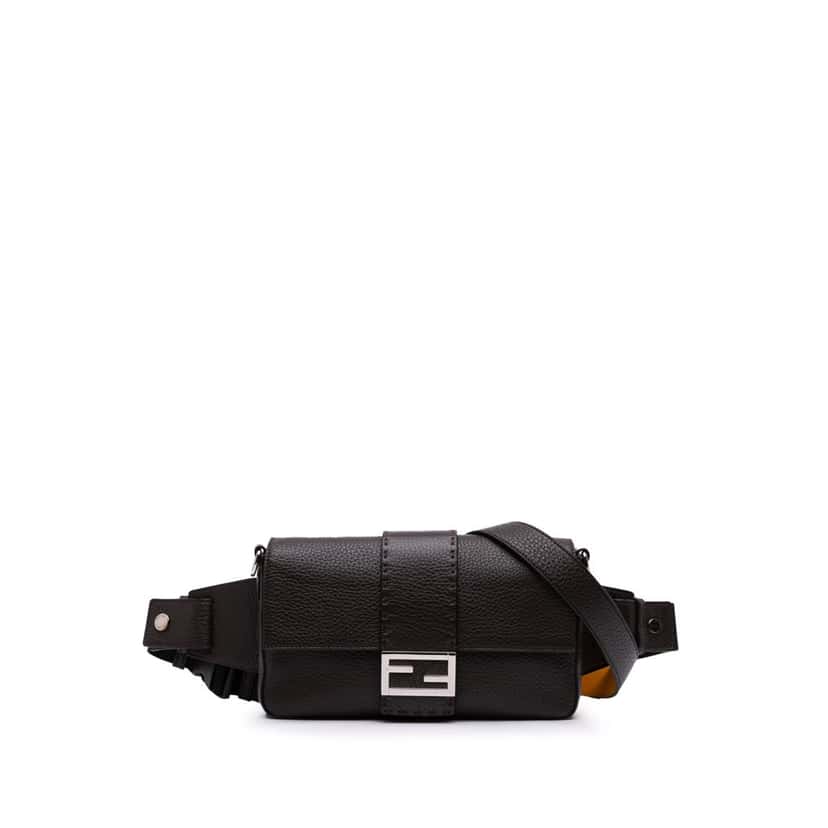 Fendi Leather Selleria Convertible Baguette Satchel Brown Leather Good condition - Front View