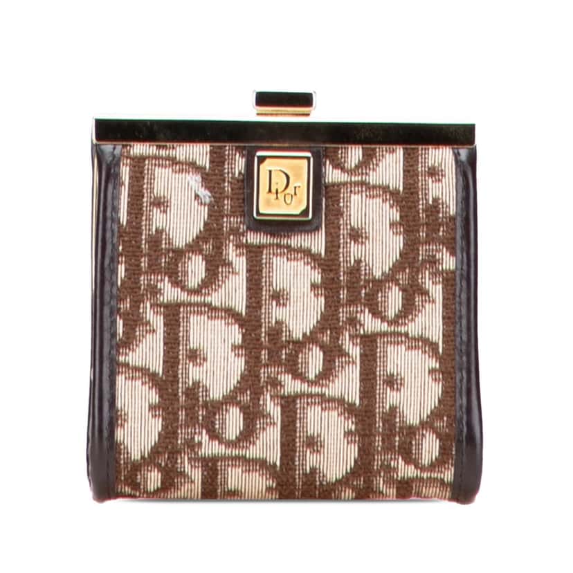 Dior Oblique Canvas Clasp Coin Pouch Brown Canvas Good condition - Front View