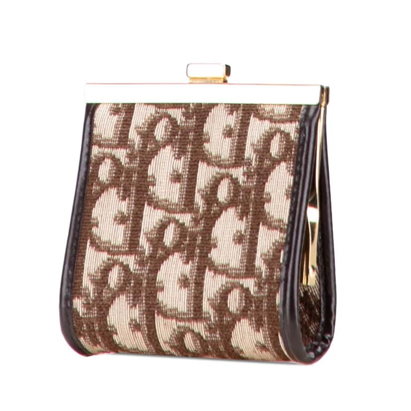 Dior Oblique Canvas Clasp Coin Pouch Brown Canvas Good condition - Back View