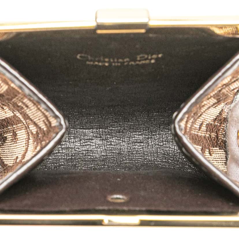 Dior Oblique Canvas Clasp Coin Pouch Brown Canvas Good condition - Model View