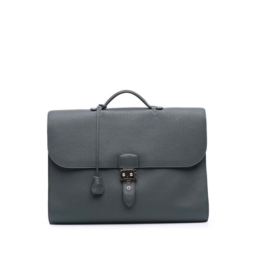 Hermès Togo Sac a Depeches 41 Blue Leather Good condition - Front View