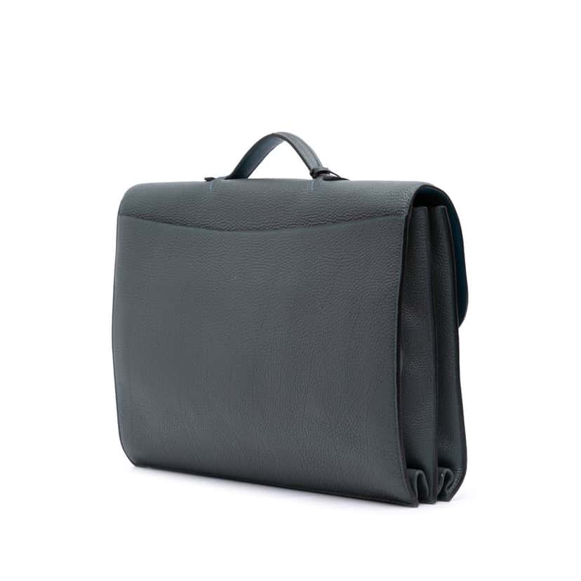 Hermès Togo Sac a Depeches 41 Blue Leather Good condition - Back View