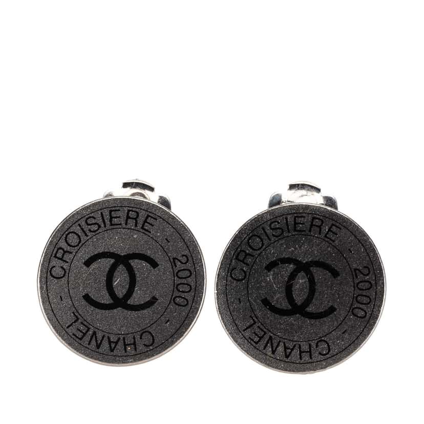 Chanel Silver Plated CC Cruise Disc Clip on Earrings Silver Silver Good condition - Front View