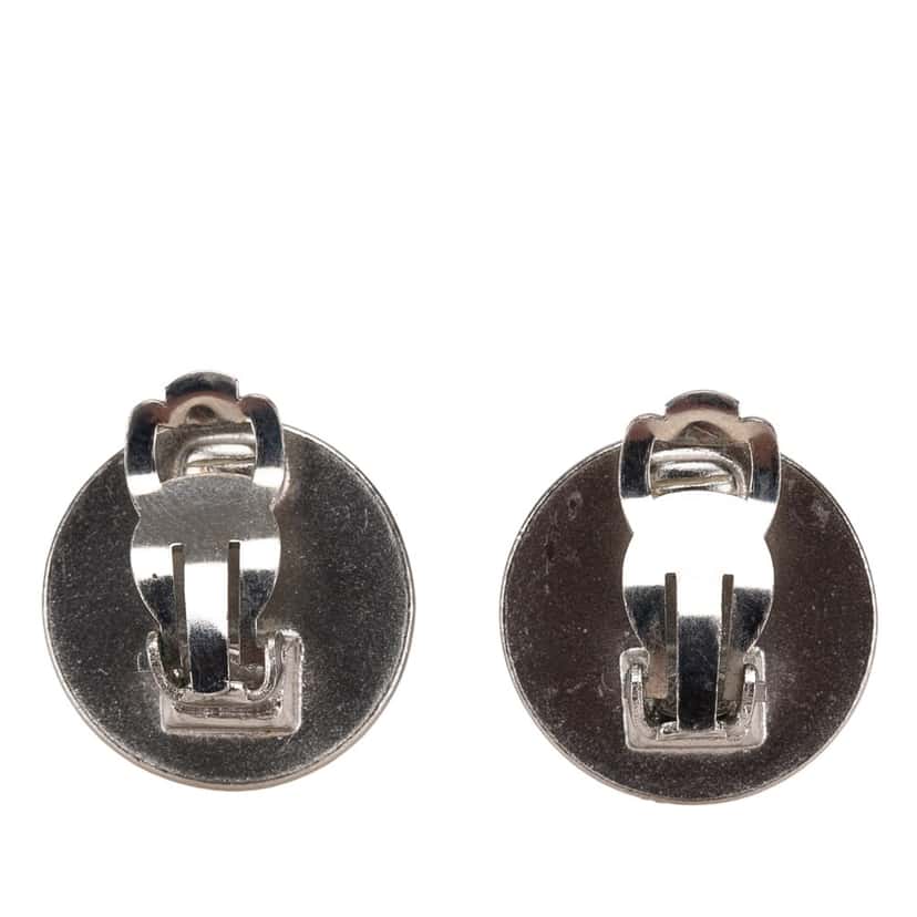 Chanel Silver Plated CC Cruise Disc Clip on Earrings Silver Silver Good condition - Back View