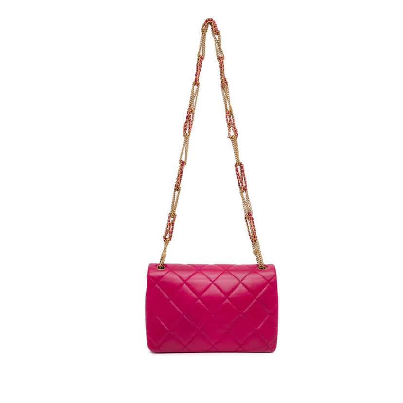 Chanel Small Quilted Lambskin On And On Chain Flap Pink Leather Good condition - Inside View