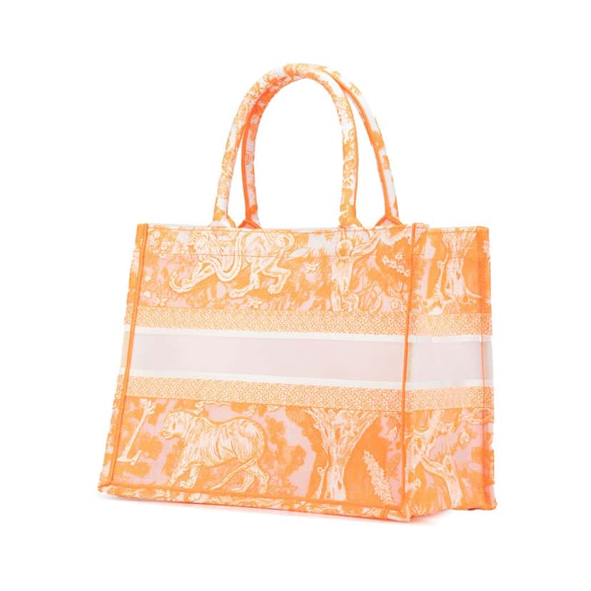 Dior Medium Toile de Jouy Book Tote Orange Canvas Good condition - Back View