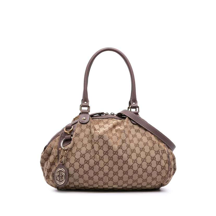 Gucci GG Canvas Sukey Satchel Brown Canvas Good condition - Front View