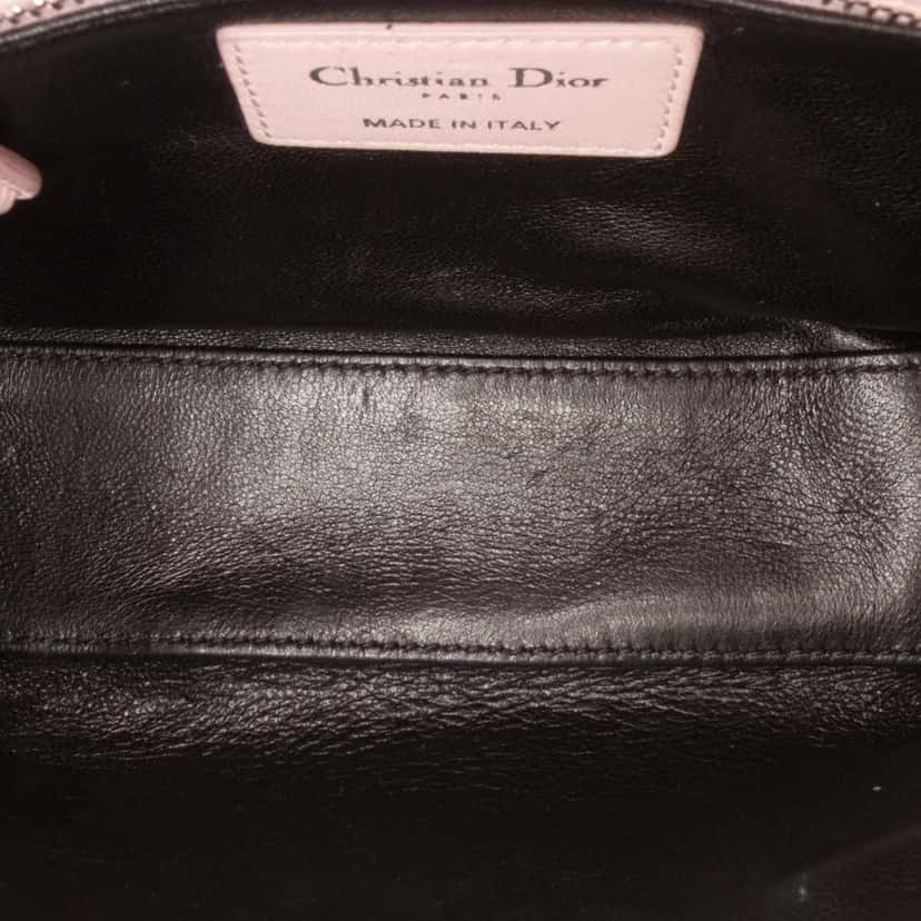 Dior Mini Calfskin Sequin Embellished Lady Dior Pink Leather Good condition - Model View