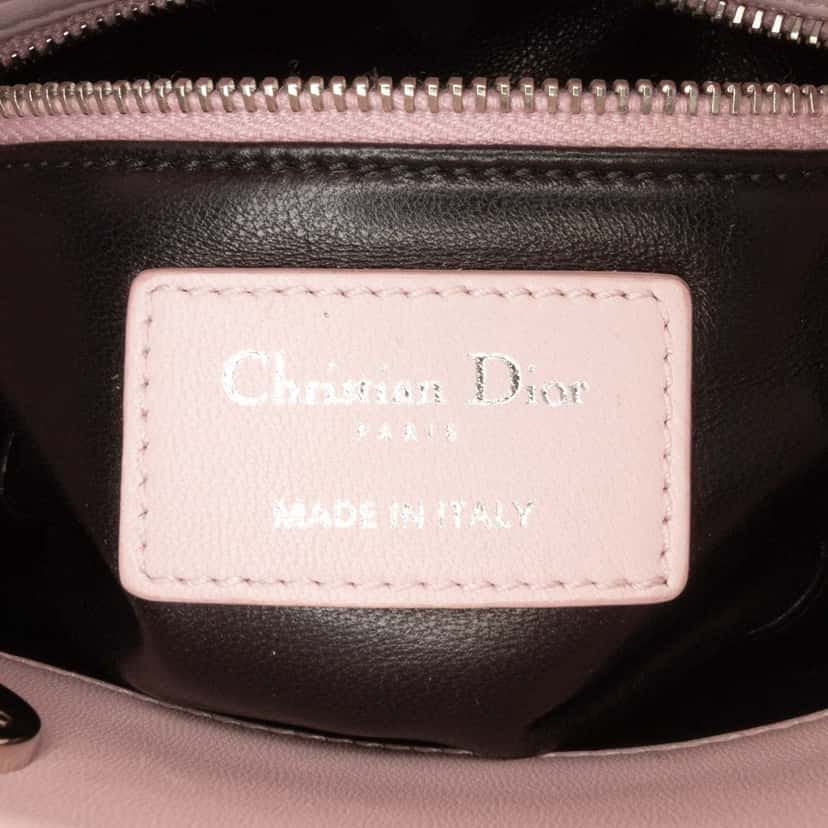 Dior Mini Calfskin Sequin Embellished Lady Dior Pink Leather Good condition - Box View