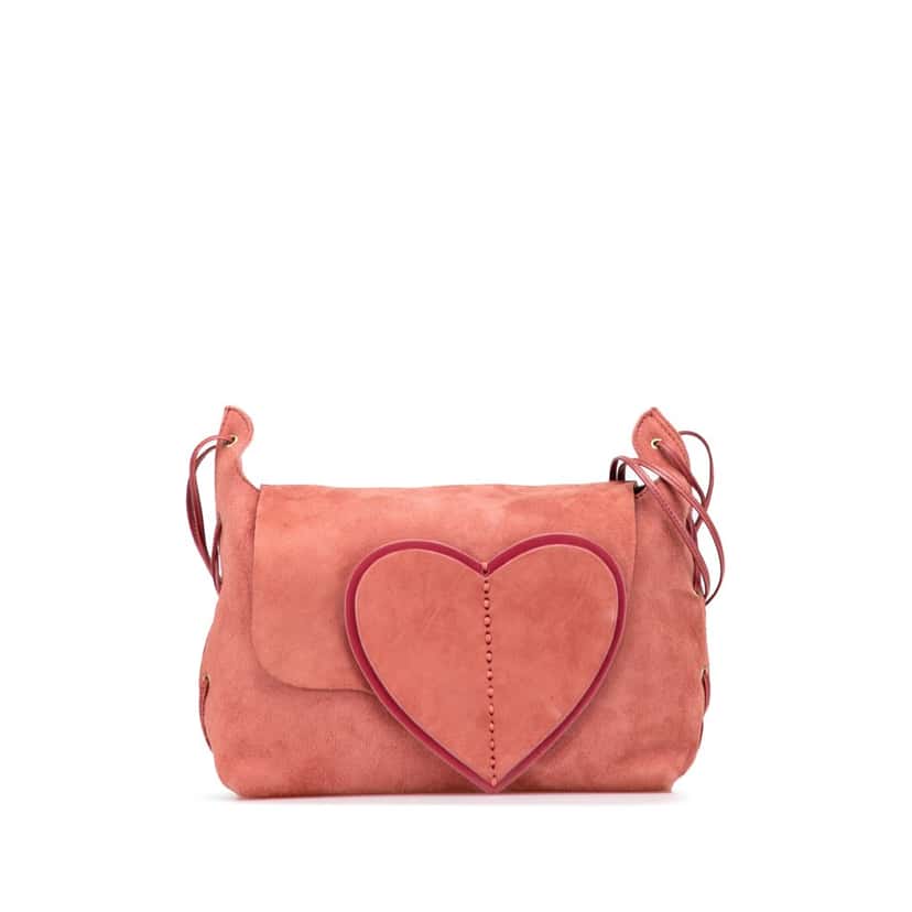 Gucci Suede Heart Shoulder Bag Pink Leather Good condition - Front View