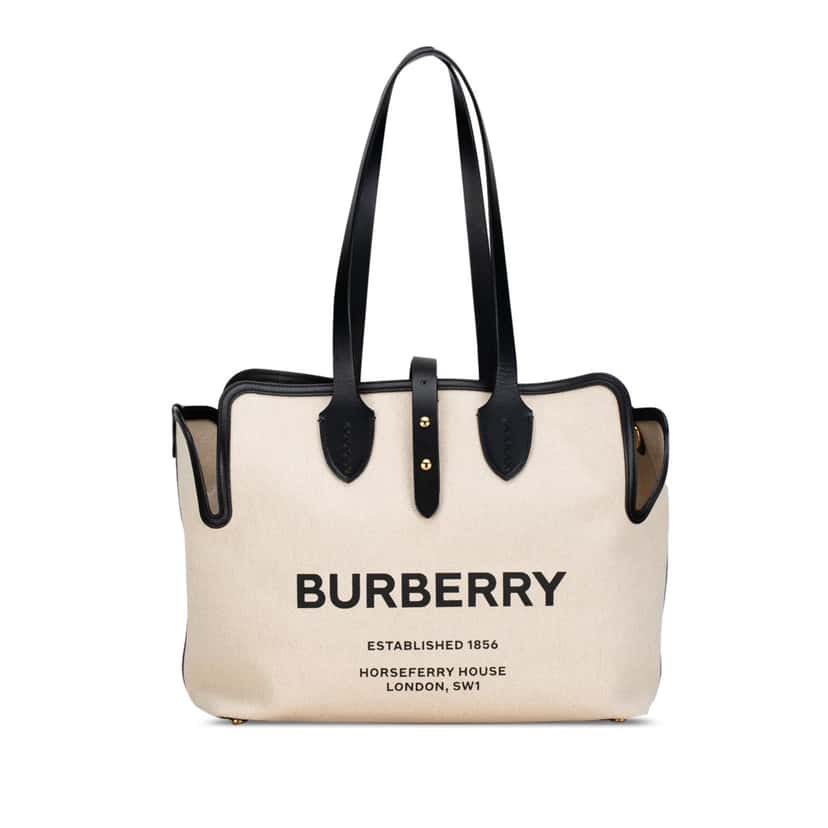 Burberry Canvas Logo Soft Belt Tote Brown Canvas Fair condition - Front View