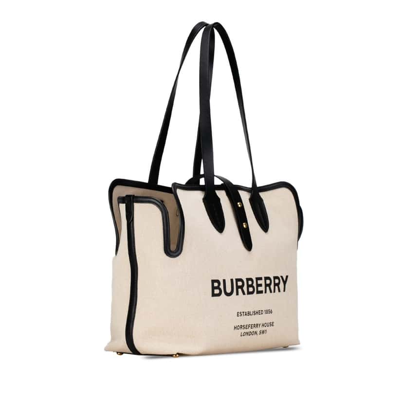 Burberry Canvas Logo Soft Belt Tote Brown Canvas Fair condition - Back View
