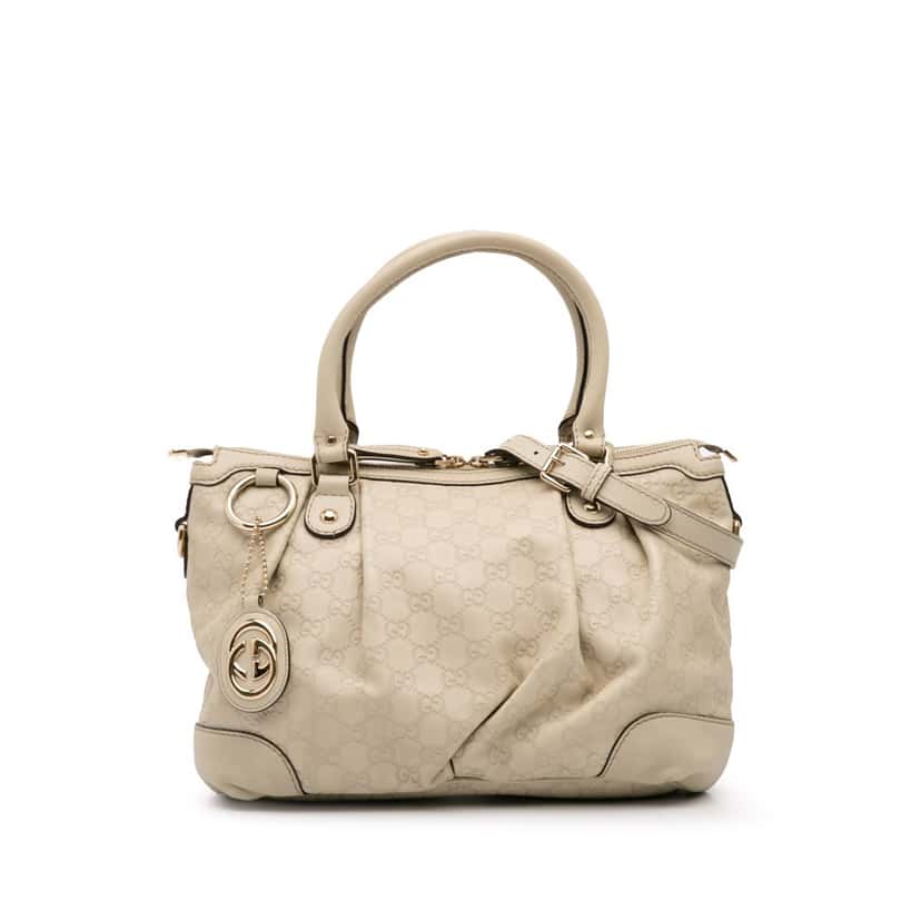 Gucci Guccissima Sukey Satchel White Leather Good condition - Front View