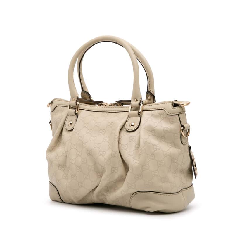Gucci Guccissima Sukey Satchel White Leather Good condition - Back View
