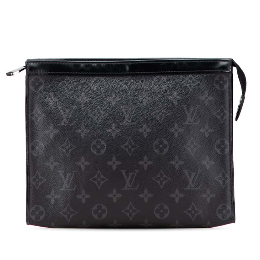 Louis Vuitton Monogram Eclipse Pochette Voyage MM Black Canvas Fair condition - Front View