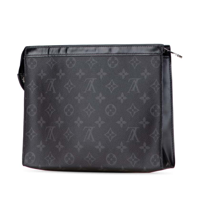 Louis Vuitton Monogram Eclipse Pochette Voyage MM Black Canvas Fair condition - Back View