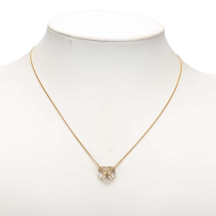 Tiffany & Co 18K Yellow Gold Rock Crystal Cross My Heart Necklace Gold Gold Good condition - Model View