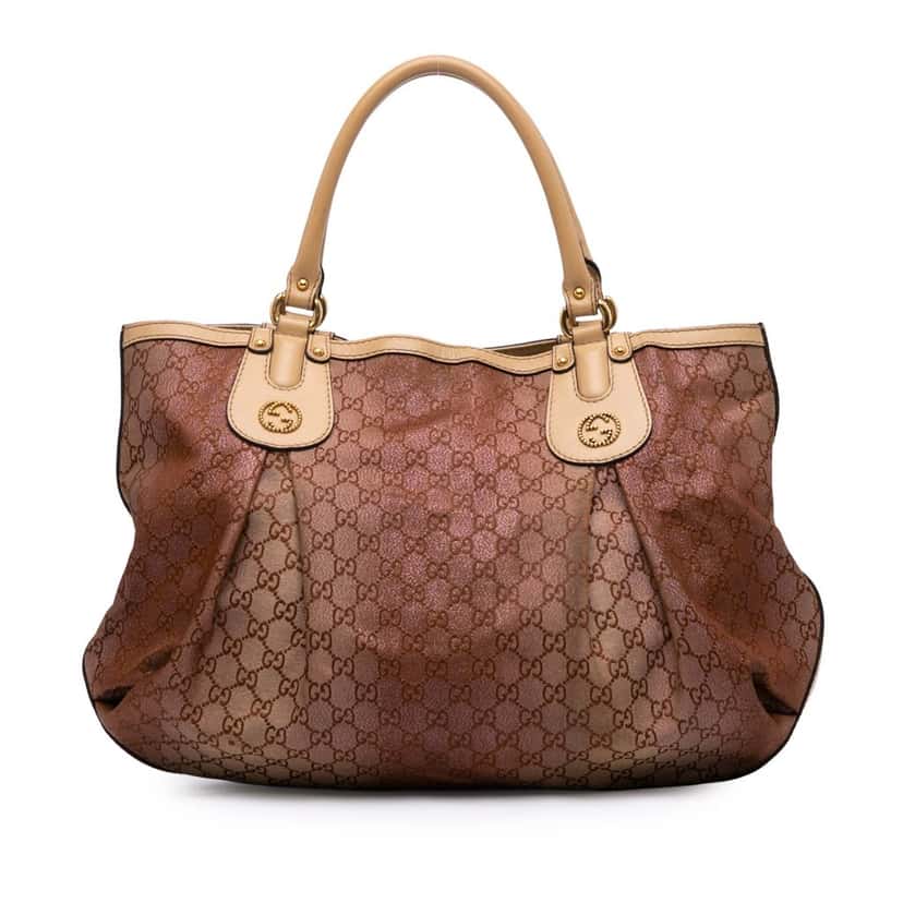 Gucci GG Lurex Scarlett Tote Brown Canvas Good condition - Front View