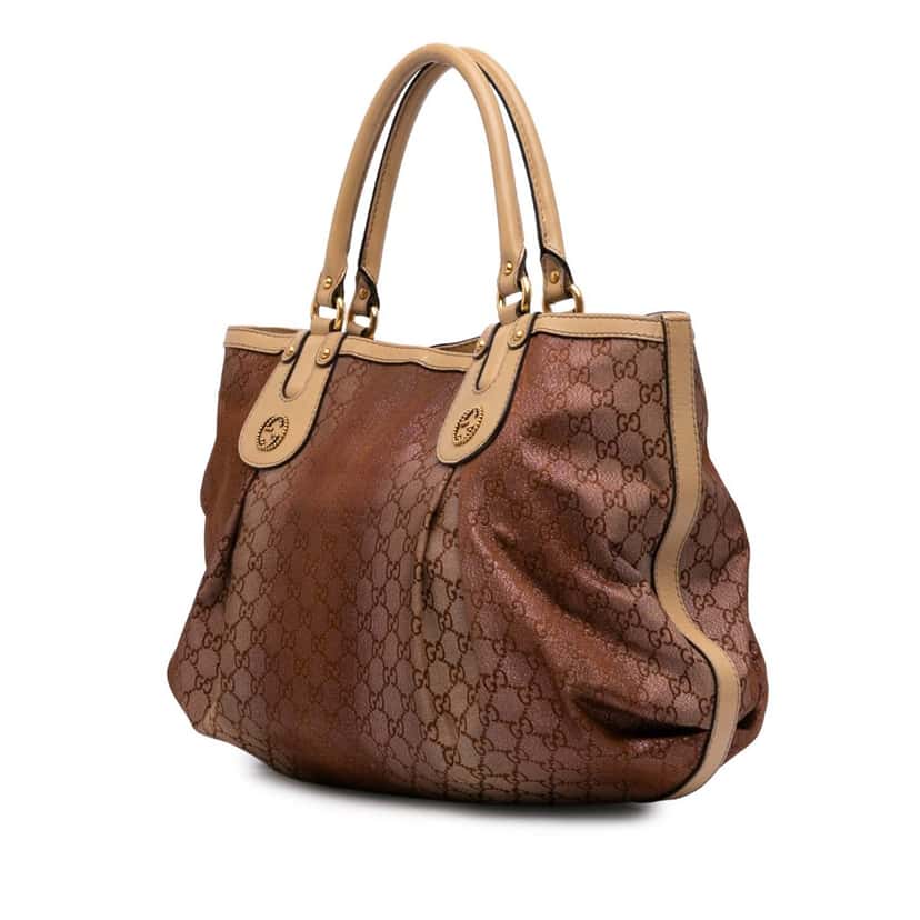 Gucci GG Lurex Scarlett Tote Brown Canvas Good condition - Back View