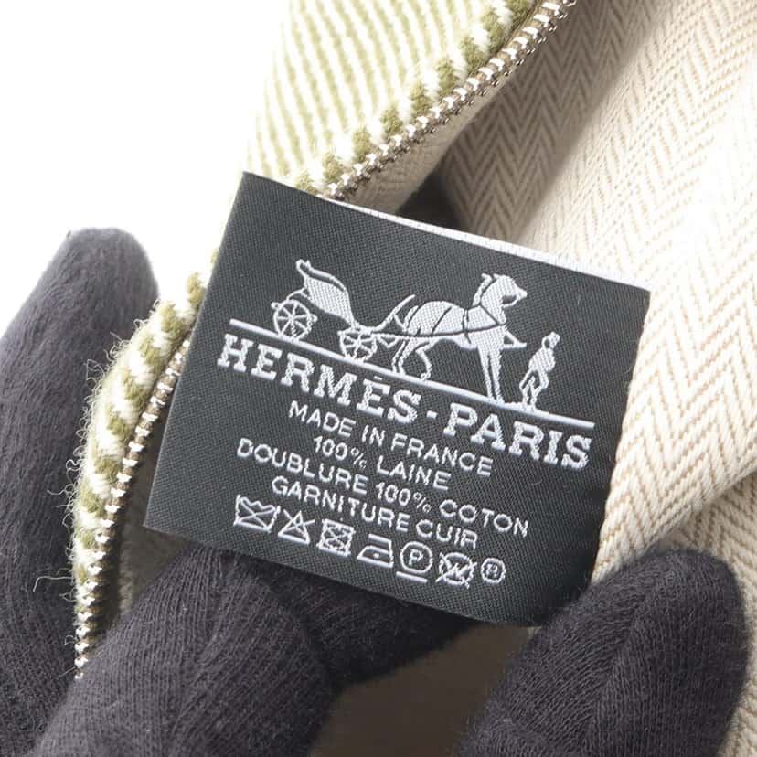 Hermès Large Wool Bride A Brac H Natte Case Green Wool Very good condition - Model View