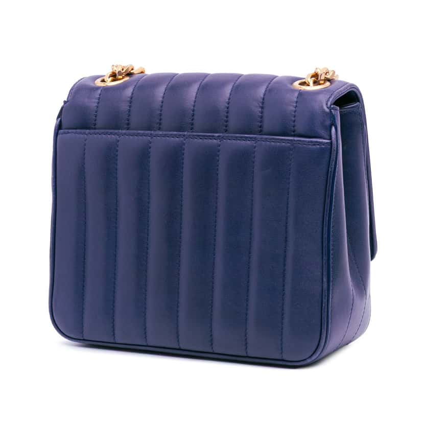 Saint Laurent Medium Lambskin Monogram Vicky Chain Bag Blue Leather Good condition - Back View