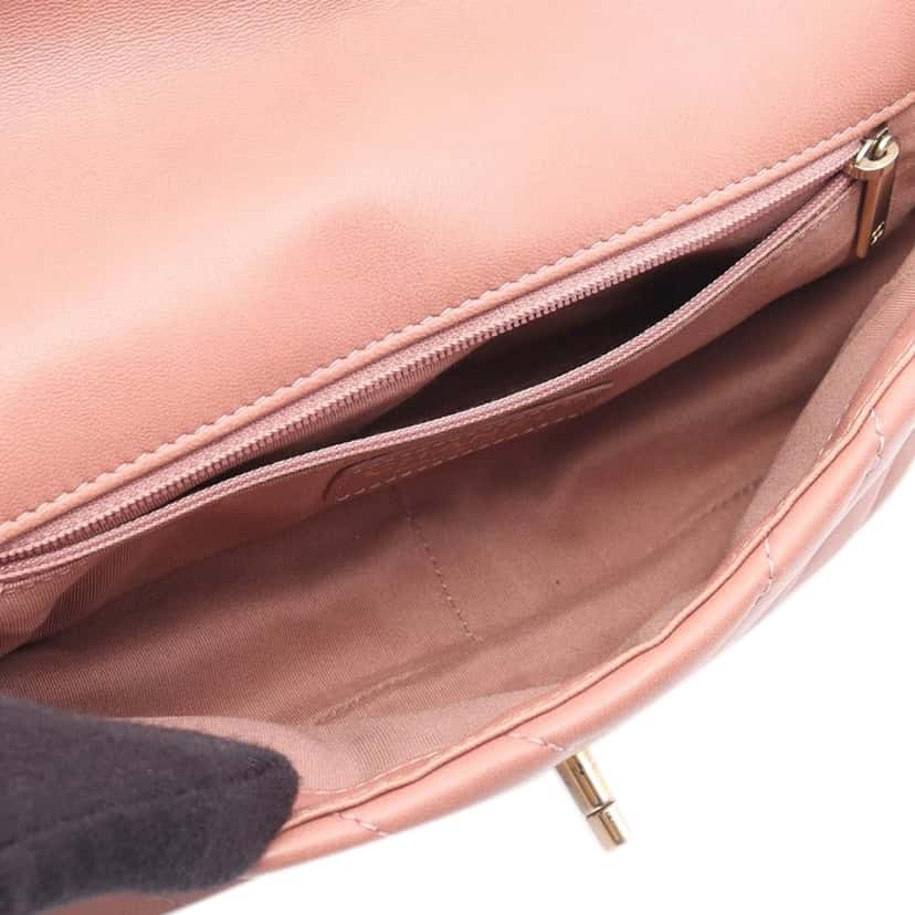 Chanel Mini Rectangular Chevron Lambskin Chain Around Flap Pink Leather Good condition - Inside View