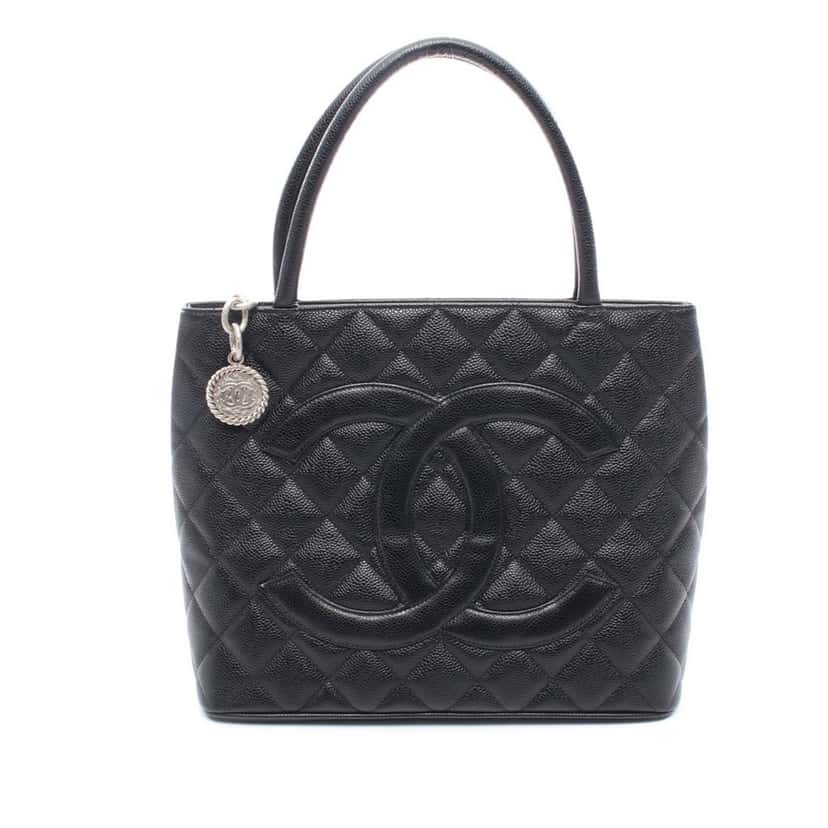 Chanel Caviar Medallion Tote Black Leather Good condition - Front View