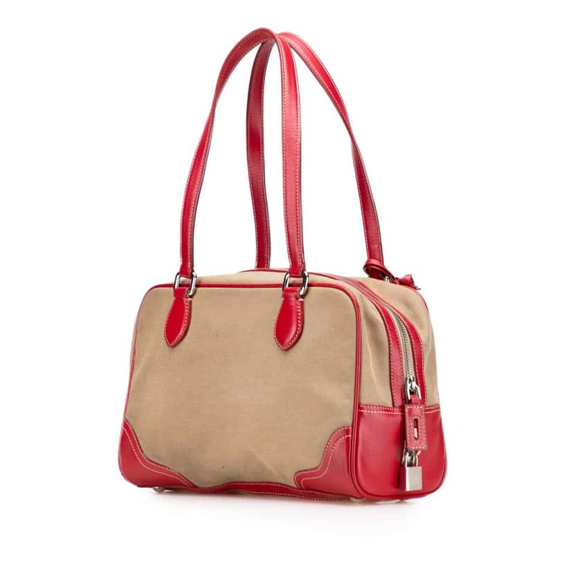 Prada Canvas Canapa Logo Shoulder Bag Brown Canvas Fair condition - Back View