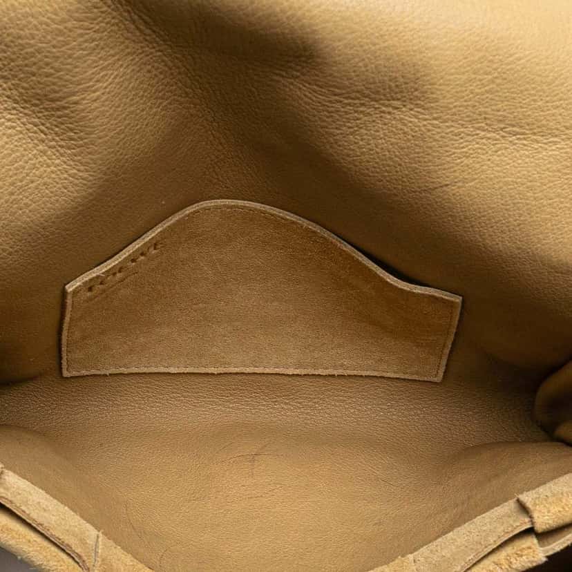 Loewe Woven Suede Fringe Crossbody Brown Leather Good condition - Model View