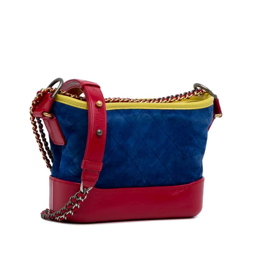 Chanel Small Gabrielle Suede Crossbody Bag Blue Leather Good condition - Back View