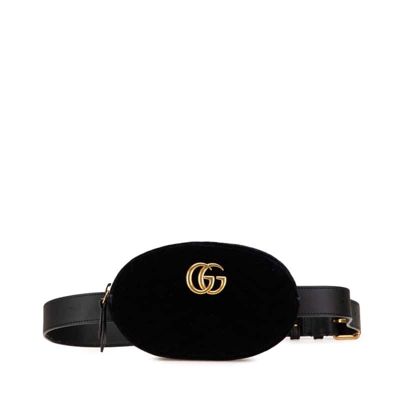 Gucci GG Marmont Matelasse Velvet Belt Bag Black Velvet Good condition - Front View