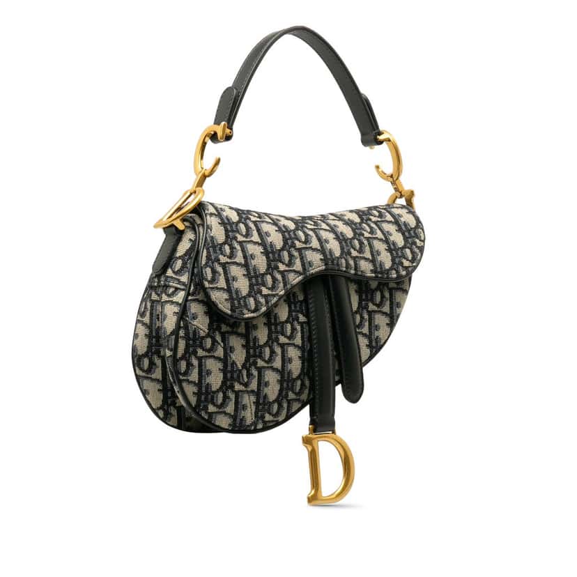 Dior Mini Oblique Canvas Saddle Bag Blue Canvas Good condition - Back View
