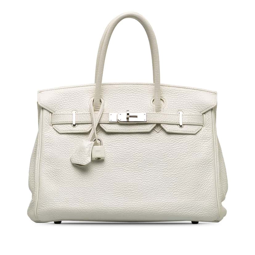 Hermès Clemence Birkin 30 White Leather Fair condition - Front View
