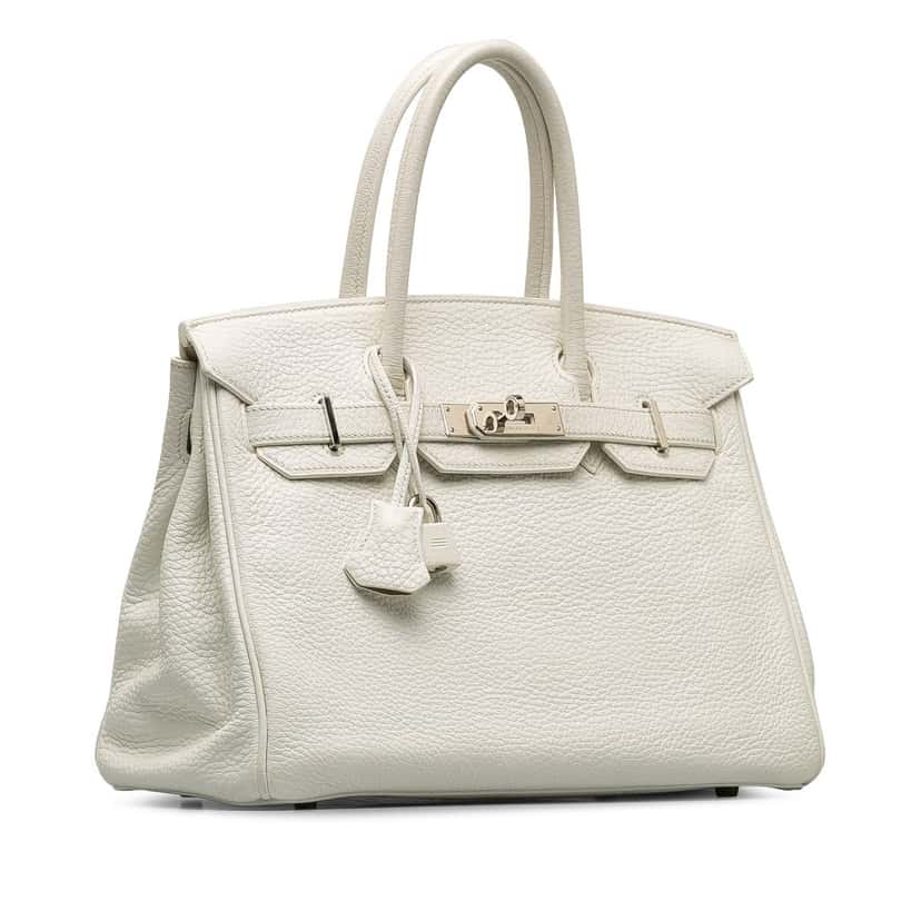 Hermès Clemence Birkin 30 White Leather Fair condition - Back View