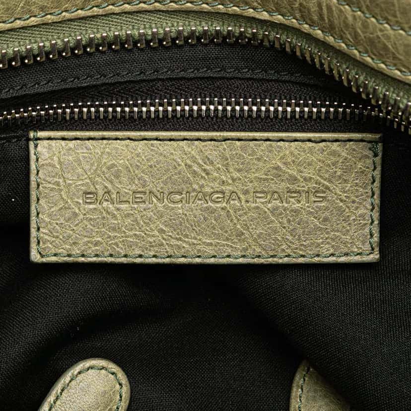 Balenciaga Lambskin Motocross City Giant Brogues Satchel Green Leather Good condition - Box View